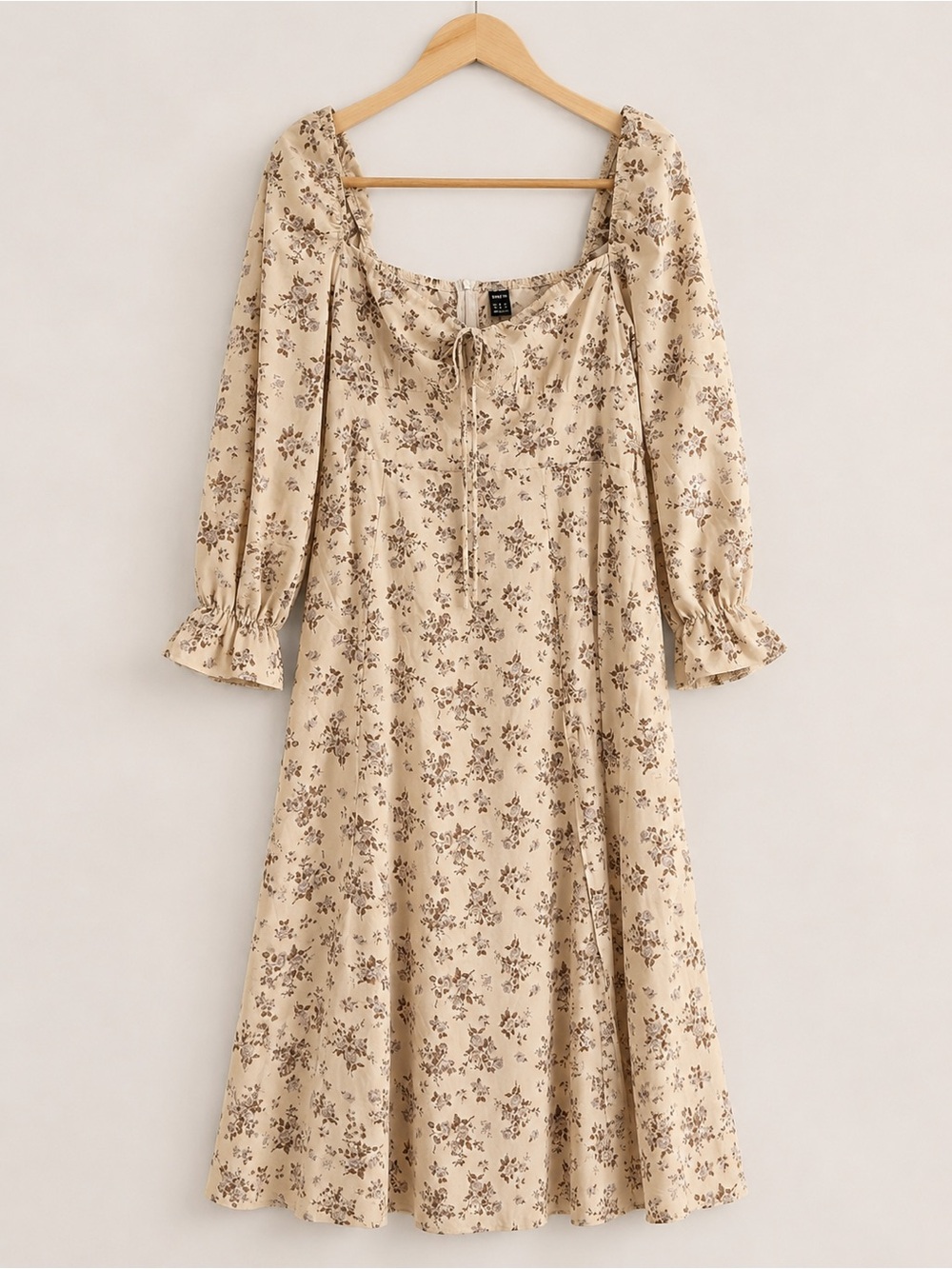 SHEIN cream/beige floral midi dress